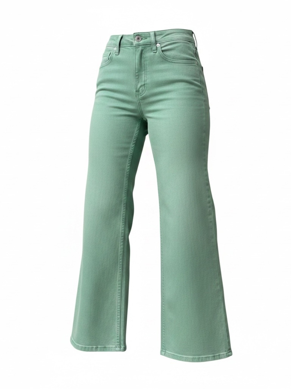 Zara Mint Green Flared High-Rise Jeans